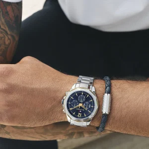 1792059 tommy hilfiger watch men blue dial metal stainless steel silver strap quartz battery analog lars 10