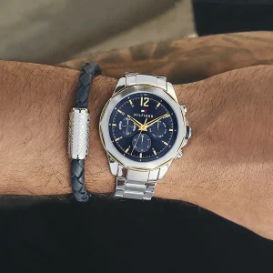 1792059 tommy hilfiger watch men blue dial metal stainless steel silver strap quartz battery analog lars 9