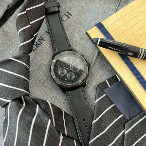 1792062 tommy hilfiger watch men black dial leather strap quartz battery analog lars 4