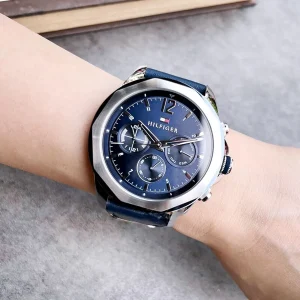 1792063 tommy hilfiger watch men blue dial leather strap quartz battery analog lars 6