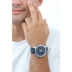 1792063 tommy hilfiger watch men blue dial leather strap quartz battery analog lars 7