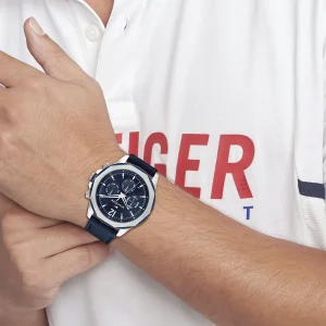 1792063 tommy hilfiger watch men blue dial leather strap quartz battery analog lars 8