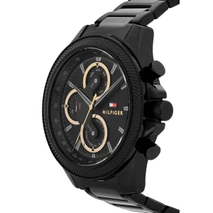 1792081 tommy hilfiger watch men black dial metal stainless steel strap quartz battery analog clark 4