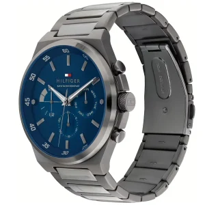 1792089 tommy hilfiger watch men blue dial metal stainless steel gray strap quartz battery analog dexter 2