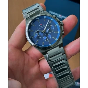 1792089 tommy hilfiger watch men blue dial metal stainless steel gray strap quartz battery analog dexter 7