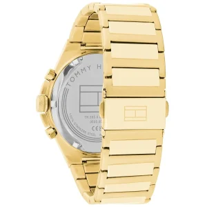 1792090 tommy hilfiger watch men brown dial metal stainless steel gold strap quartz battery analog dexter 4