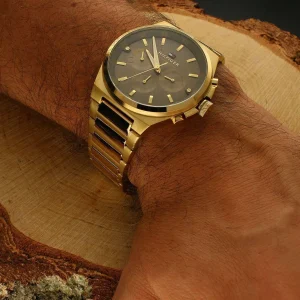 1792090 tommy hilfiger watch men brown dial metal stainless steel gold strap quartz battery analog dexter 6