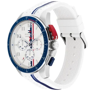 1792167 tommy hilfiger watch chronograph men white dial rubber strap quartz analog bank 2