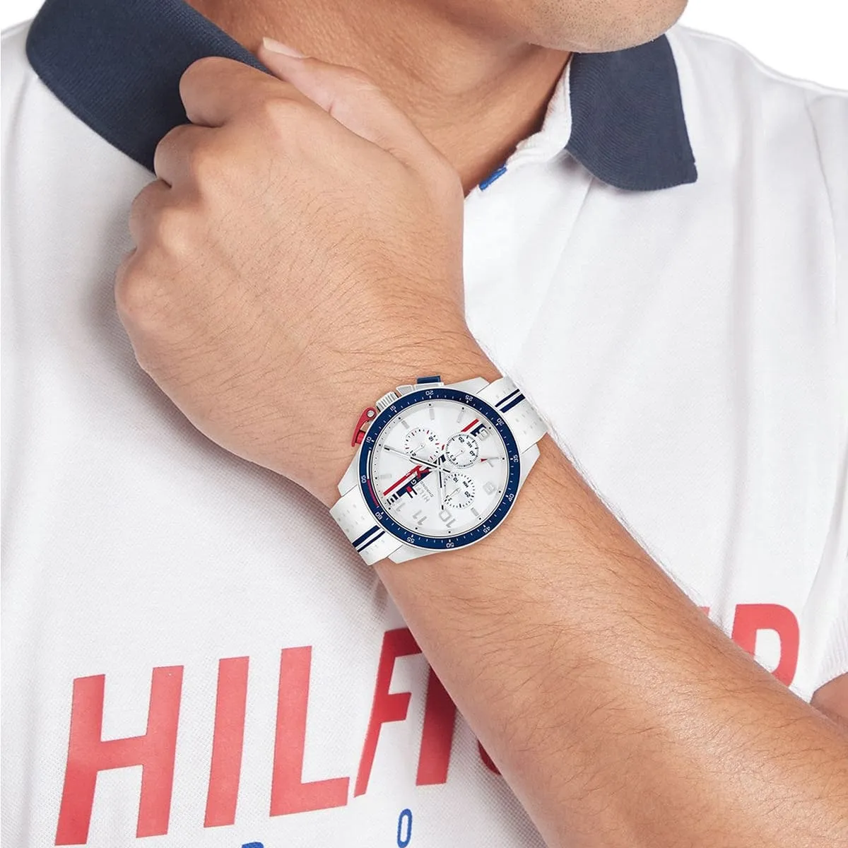 1792167 tommy hilfiger watch chronograph men white dial rubber strap quartz analog bank 8 1792167 tommy hilfiger watch chronograph men white dial rubber strap quartz analog bank 8