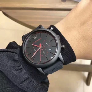 ar11024 emporio armani watch men black dial rubber strap quartz battery analog chronograph luigi xlarge 11 768x768
