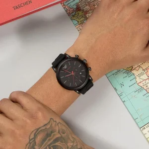 ar11024 emporio armani watch men black dial rubber strap quartz battery analog chronograph luigi xlarge 12