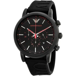 ar11024 emporio armani watch men black dial rubber strap quartz battery analog chronograph luigi xlarge 2