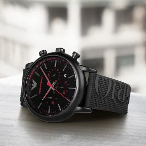 ar11024 emporio armani watch men black dial rubber strap quartz battery analog chronograph luigi xlarge 9