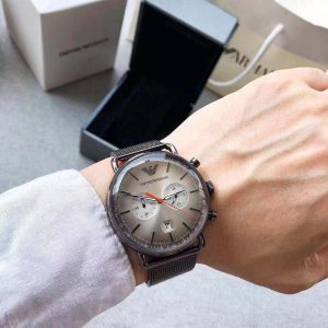 ar11169 emporio armani watch men brown metal aviator hand 8