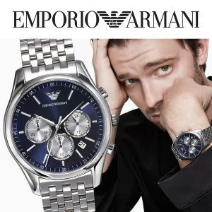 ar11582 emporio armani watch men blue dial metal stainless steel silver strap quartz analog chronograph antonio 8