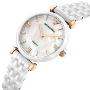 ar1486 emporio armani watch ceramica women mother of pearl white dial ceramic strap quartz battery analog gianni t bar 4