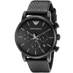 ar1737 emporio armani watch men black dial leather strap quartz analog chronograph luigi 2