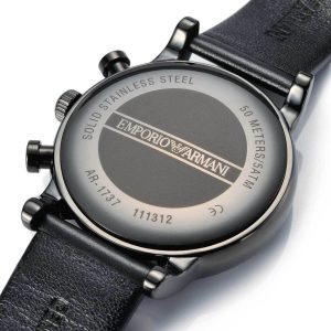 ar1737 emporio armani watch men black dial leather strap quartz analog chronograph luigi 6