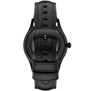 ar1923 emporio armani watch meccanico men brown dial leather black strap automatic analog beta large 3