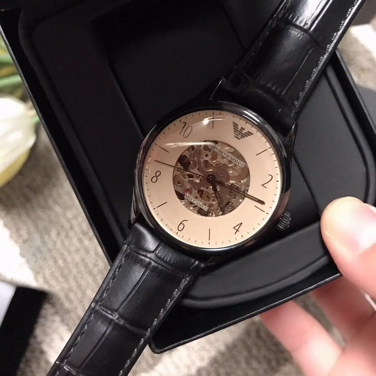 ar1923 emporio armani watch meccanico men brown dial leather black strap automatic analog beta large 8 ar1923 emporio armani watch meccanico men brown dial leather black strap automatic analog beta large 8