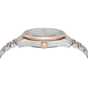 ar60092 emporio armani watch automatic two tone men skeleton white dial metal stainless steel silver rose gold strap analog antonio 4