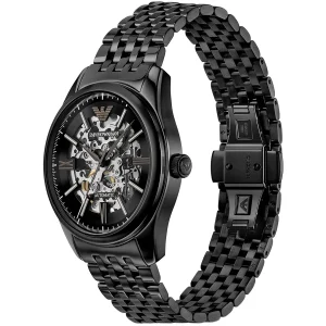 ar60093 emporio armani watch automatic men skeleton black dial metal stainless steel strap analog antonio 2