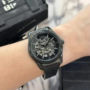 ar60093 emporio armani watch automatic men skeleton black dial metal stainless steel strap analog antonio 7
