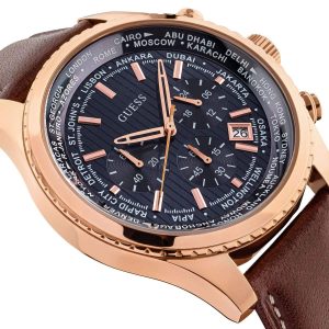 w0500g1 guess watch men brown leather pursuit 4