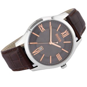1513041 hugo boss watch men brown leather ambassador 2