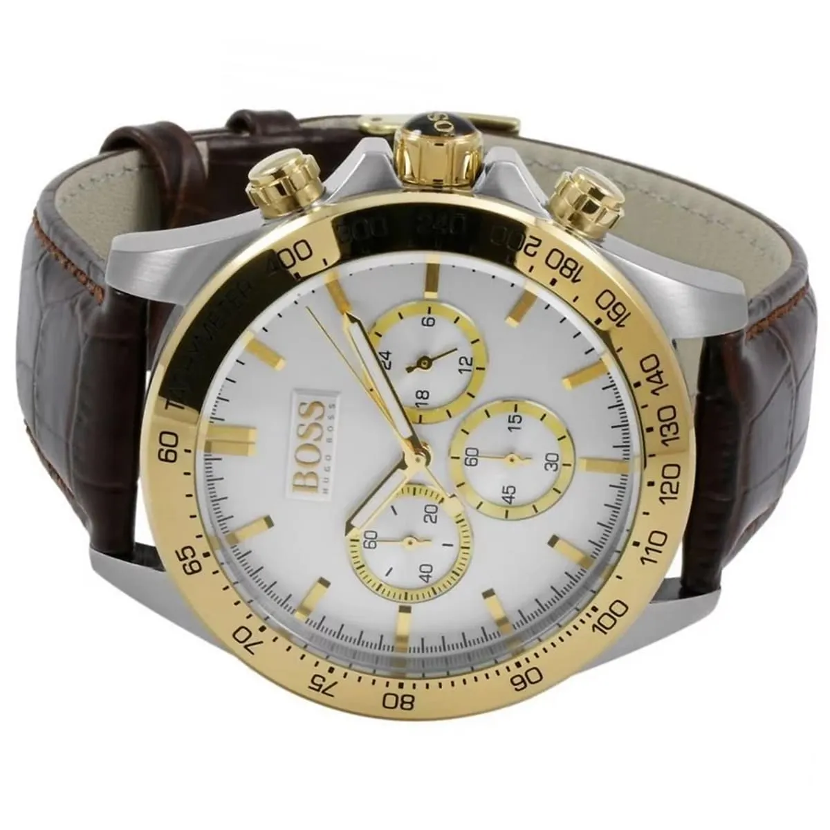 1513174 hugo boss watch men silver dial leather brown strap quartz battery analog three hand ikon 2 1513174 hugo boss watch men silver dial leather brown strap quartz battery analog three hand ikon 2
