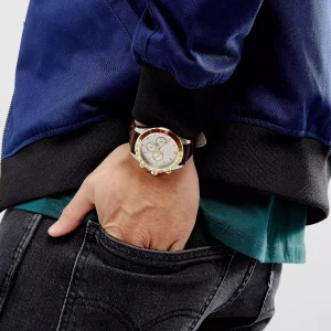 1513174 hugo boss watch men silver dial leather brown strap quartz battery analog three hand ikon 6
