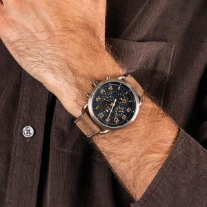 1791425 tommy hilfiger watch men black dial leather brown strap quartz battery analog monthly weekly date briggs 8