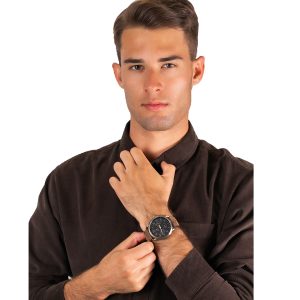 1791425 tommy hilfiger watch men black dial leather brown strap quartz battery analog monthly weekly date briggs 9