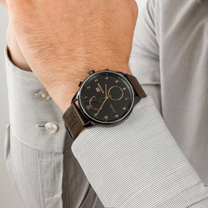 1791577 tommy hilfiger watch men black dial leather strap quartz battery analog monthly weekly date chase 11