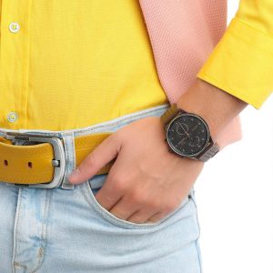 1791577 tommy hilfiger watch men black dial leather strap quartz battery analog monthly weekly date chase 13