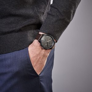 1791577 tommy hilfiger watch men black dial leather strap quartz battery analog monthly weekly date chase 14