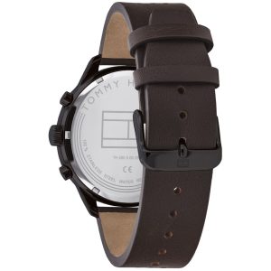 1791577 tommy hilfiger watch men black dial leather strap quartz battery analog monthly weekly date chase 4