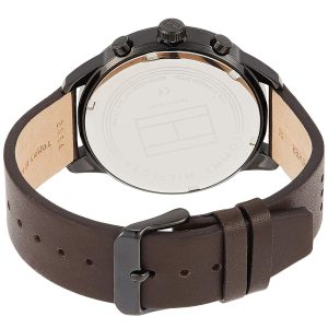 1791577 tommy hilfiger watch men black dial leather strap quartz battery analog monthly weekly date chase 6