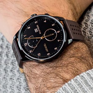 1791577 tommy hilfiger watch men black dial leather strap quartz battery analog monthly weekly date chase 8