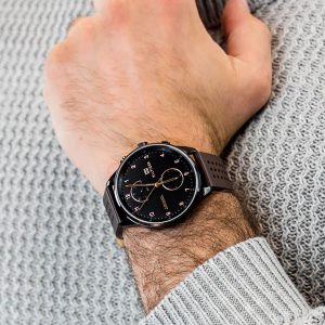 1791577 tommy hilfiger watch men black dial leather strap quartz battery analog monthly weekly date chase 9