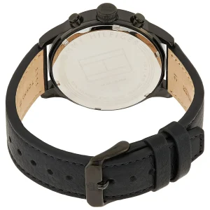 1791595 tommy hilfiger watch men dual time black dial leather strap quartz battery analog icon 3