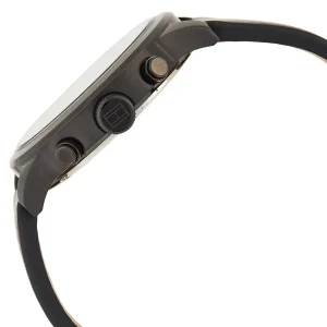 1791595 tommy hilfiger watch men dual time black dial leather strap quartz battery analog icon 4