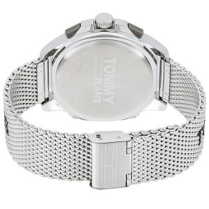 1791765 tommy hilfiger watch men black dial stainless steel metal silver mesh strap quartz digital analog dual time jeans 5