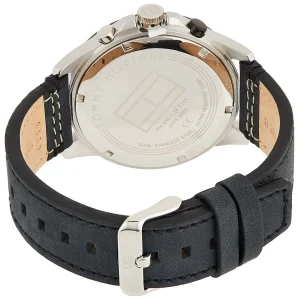 1791894 tommy hilfiger watch men black dial leather strap quartz battery analog harley 3