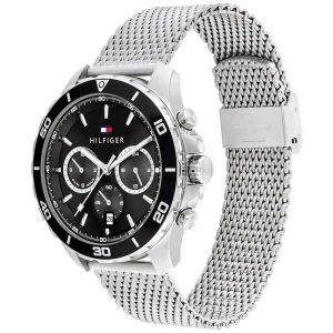1792092 tommy hilfiger watch dual time men black dial mesh metal stainless steel strap quartz battery analog jordan 2