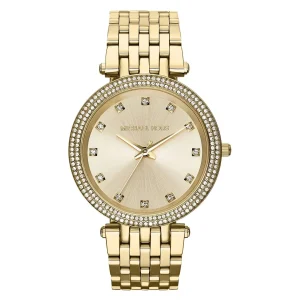 Montre Michael Kors Darci MK3216 femme – vue de face, cadran doré, cristaux – Maroc