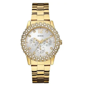 Montre Guess Dazzler W0335L3 femme – vue de face, cadran or rose, argenté – Maroc