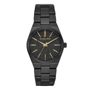 Montre Michael Kors Channing MK6625 femme – vue de face, cadran noir – Maroc