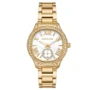 Montre Michael Kors Sage MK4805 femme – vue de face, cadran doré, blanc – Maroc