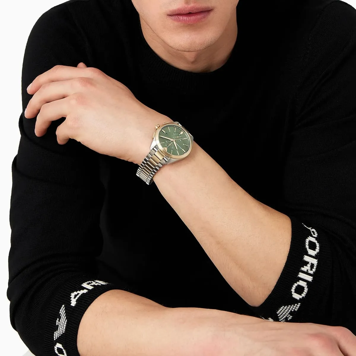 ar11511 emporio armani watch men green dial stainless steel metal silver gold strap quartz battery analog chronograph 14 ar11511 emporio armani watch men green dial stainless steel metal silver gold strap quartz battery analog chronograph 14